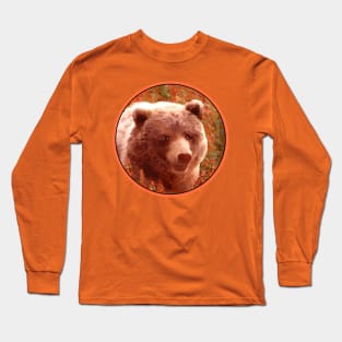 Grizzly Bear Cub in Fireweed Long Sleeve T-Shirt